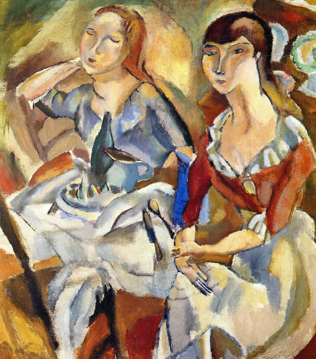 Girls at Table, vintage artwork by Jules Pascin, 12x8" (A4) Poster