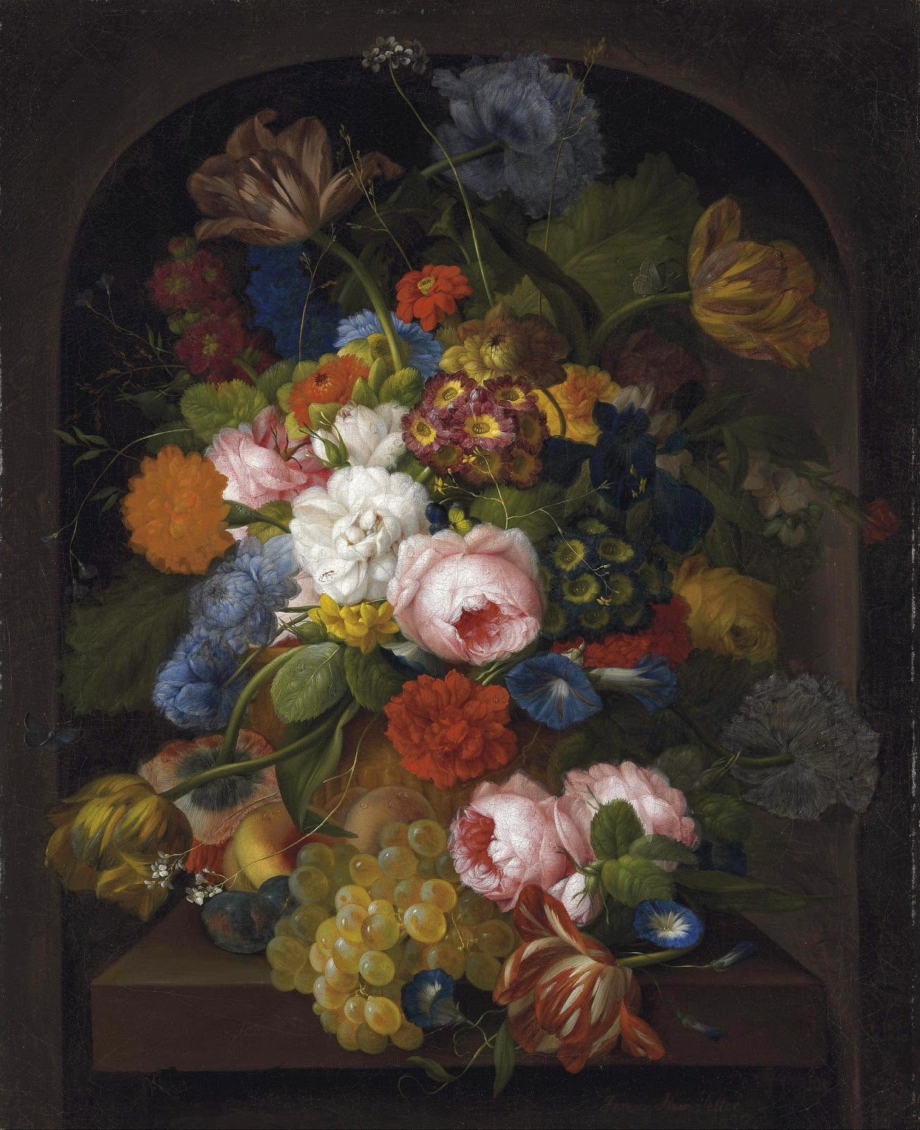 Flowers and Fruit in a Niche, vintage artwork by Franz Xavier Petter, A3 (16x12") Poster Print