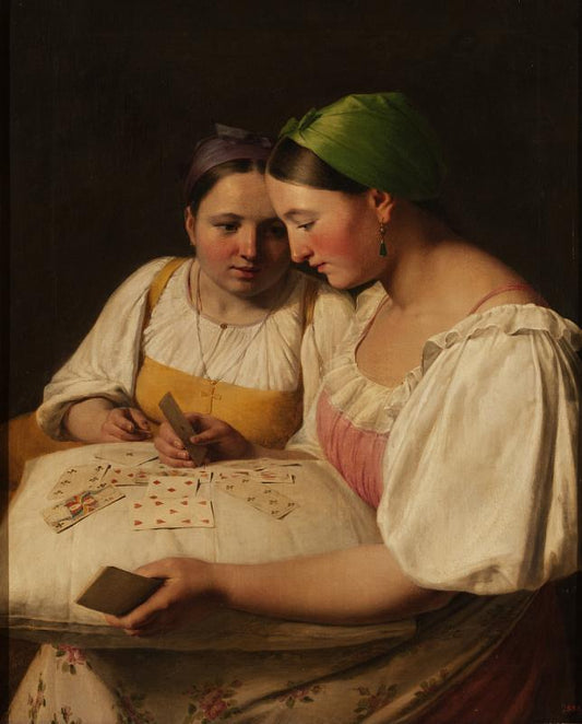 Fortune Telling with Cards, vintage artwork by Alexei Venetsianov, 12x8" (A4) Poster