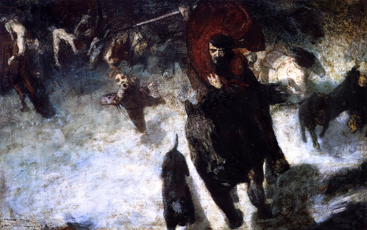 Wild Chase, vintage artwork by Franz von Stuck, 12x8" (A4) Poster