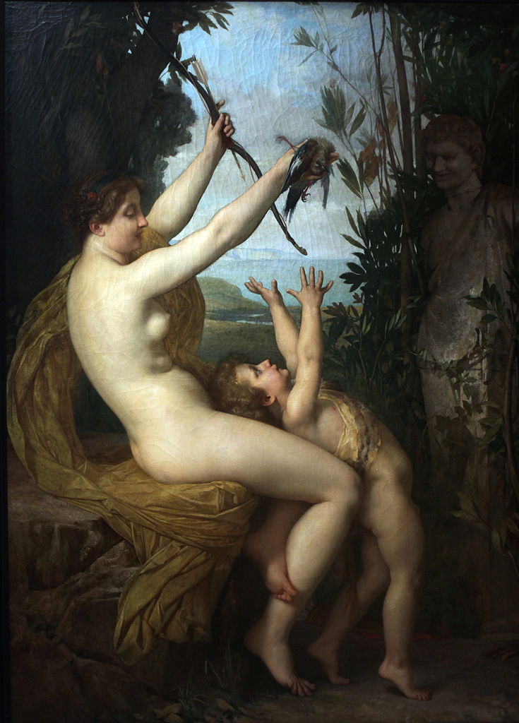 La Nymphe et Bacchus, vintage artwork by Jules Joseph Lefebvre, 12x8" (A4) Poster