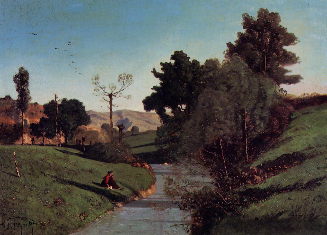 The Banks of the Aiguebrun, vintage artwork by Paul-Camille Guigou, 12x8" (A4) Poster
