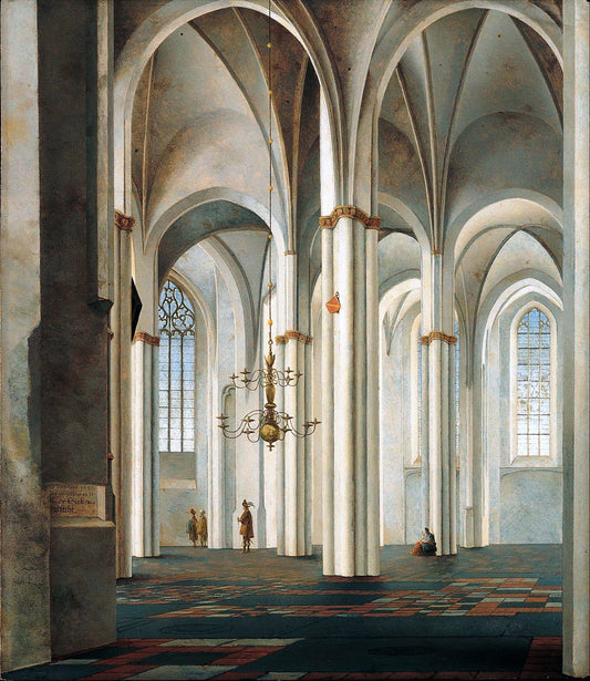 Interior of the Buurkerk, Utrecht, vintage artwork by Pieter Saenredam, 12x8" (A4) Poster