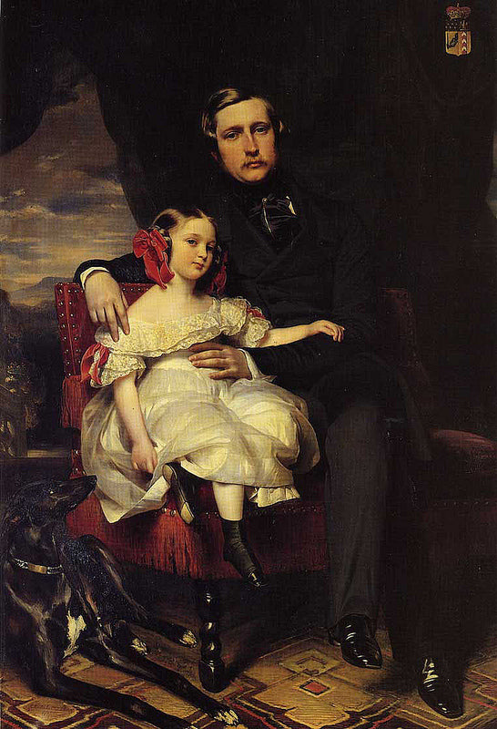 Napoleon Alexandre Louis Joseph Berthier, Prince de Wagram and his Daughter, Malcy Louise Caroline, vintage artwork by Franz Xavier Winterhalter, A3 (16x12") Poster Print