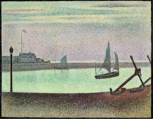 The Channel at Gravelines, Evening, vintage artwork by Georges Seurat, 12x8" (A4) Poster
