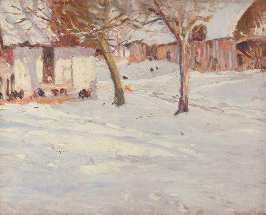 Winter Trees on the Farm, vintage artwork by George Oberteuffer, 12x8" (A4) Poster