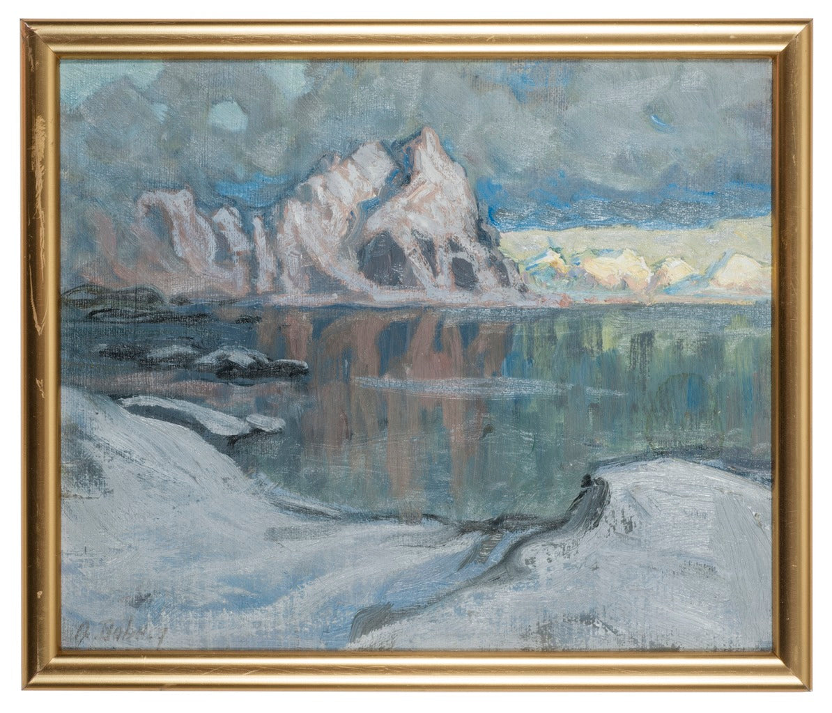 Boats between the Mountains. Study from Lofoten, vintage artwork by Anna Boberg, 12x8" (A4) Poster