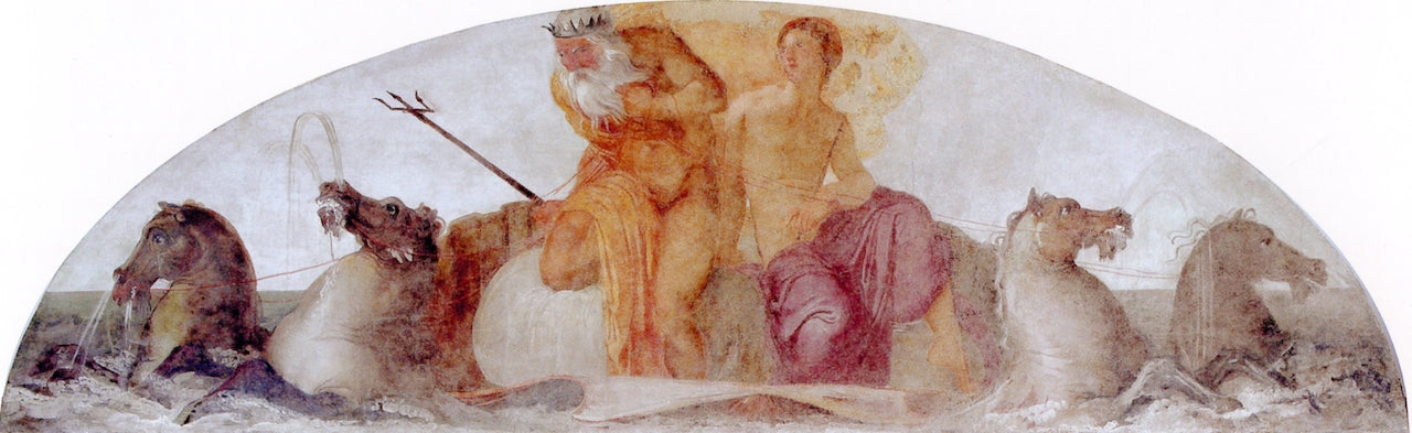Neptune and Mercury on a Shell Pulled by  Sea Horses, vintage artwork by Francesco Paolo Hayez, A3 (16x12") Poster Print