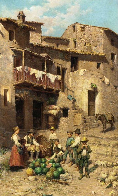 The Watermelon Vendor, vintage artwork by Francesco Bergamini, A3 (16x12") Poster Print
