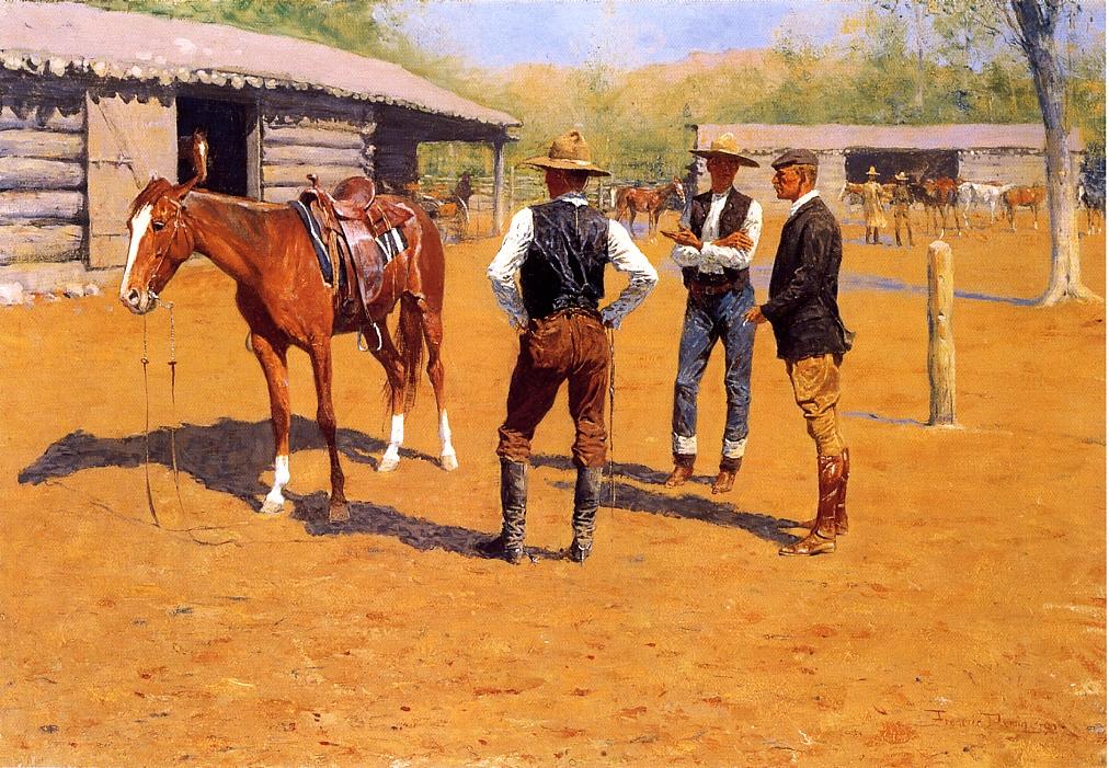 Buying Polo Ponies in the West by Frederic Remington,A3(16x12")Poster