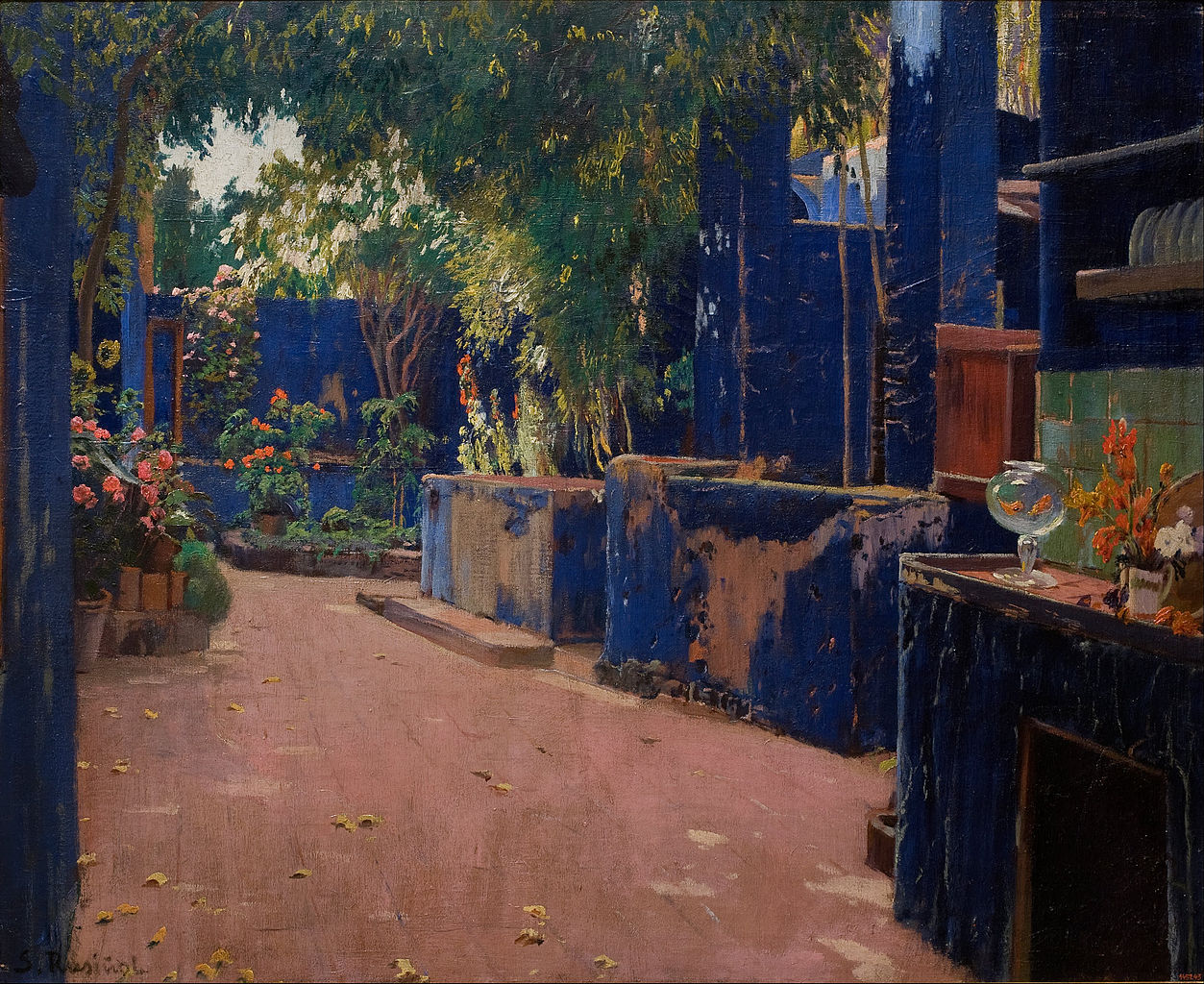 Blue Courtyard. Arenys de Munt by Santiago Rusinol Prats,A3(16x12")Poster