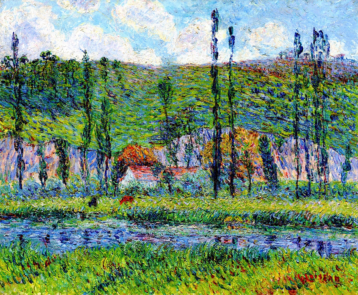 Banks of the Eure and the Haut Cremonville, vintage artwork by Gustave Loiseau, 12x8" (A4) Poster