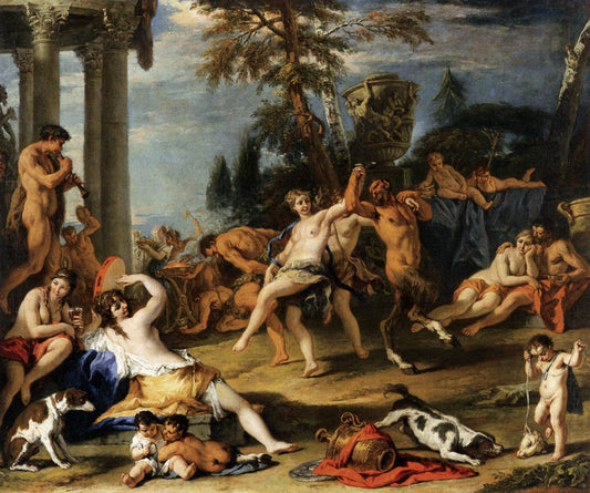 A Bacchanal and Feast in Honour of Pan, vintage artwork by Sebastiano Ricci, 12x8" (A4) Poster
