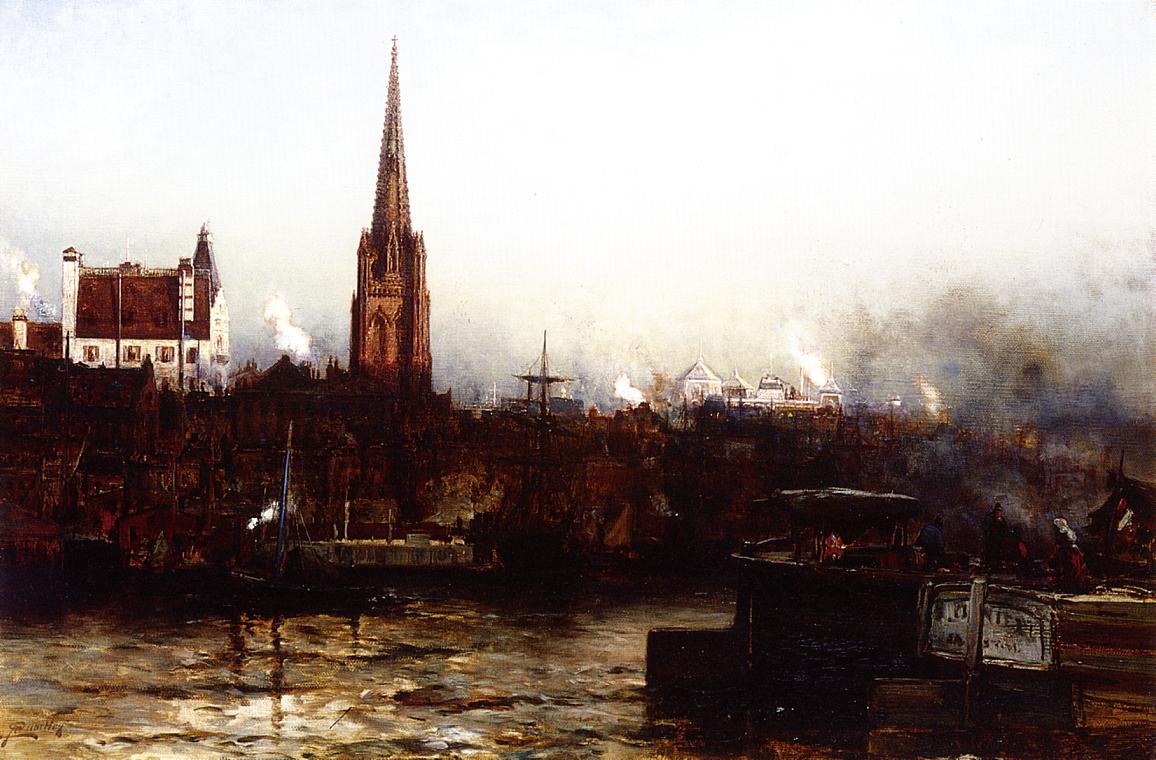 Trinity from the River, vintage artwork by Arthur Quartley, 12x8" (A4) Poster
