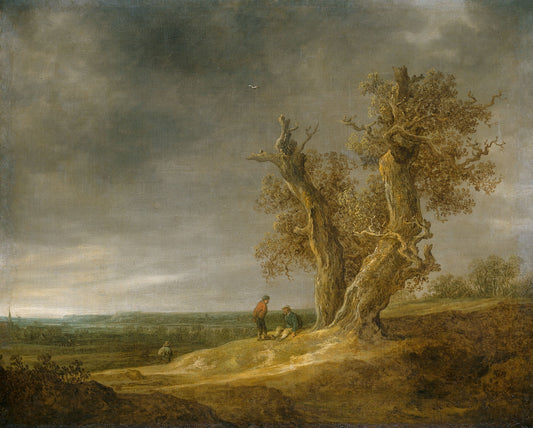 Landscape with Two Oaks, vintage artwork by Jan van Goyen, 12x8" (A4) Poster