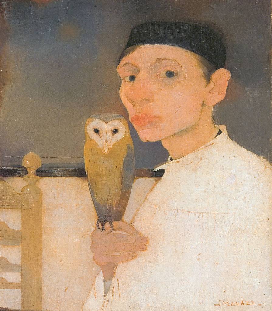 Self Portrait with Owl by Jan Mankes,16x12(A3) Poster