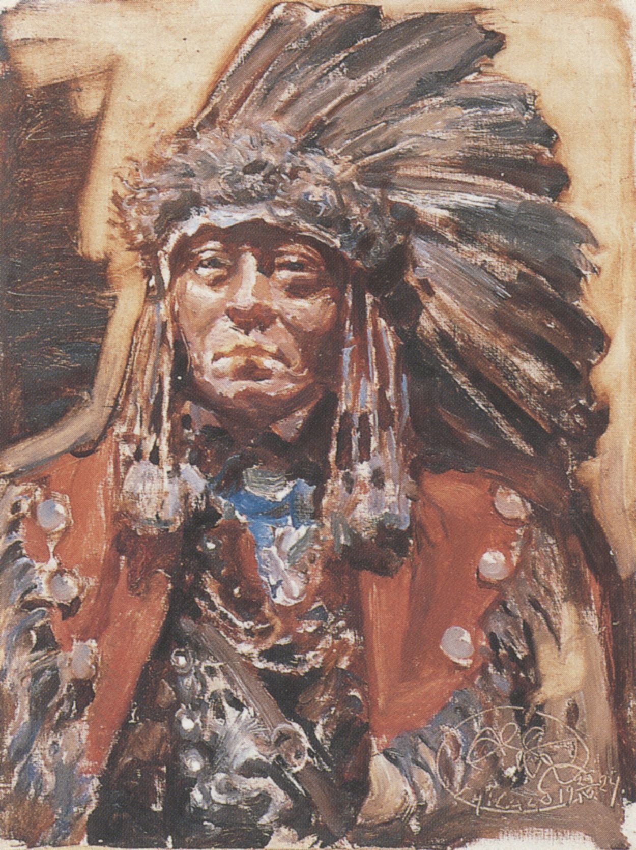 Indian Chief Clear Water by Akseli Gallen-Kallela,A3(16x12")Poster