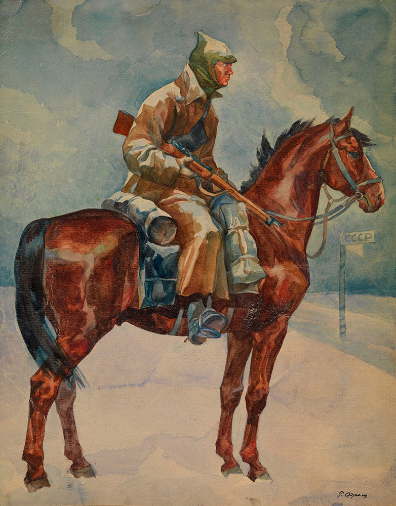 Red Army Sentinel, vintage artwork by Rudolf Frentz, 12x8" (A4) Poster