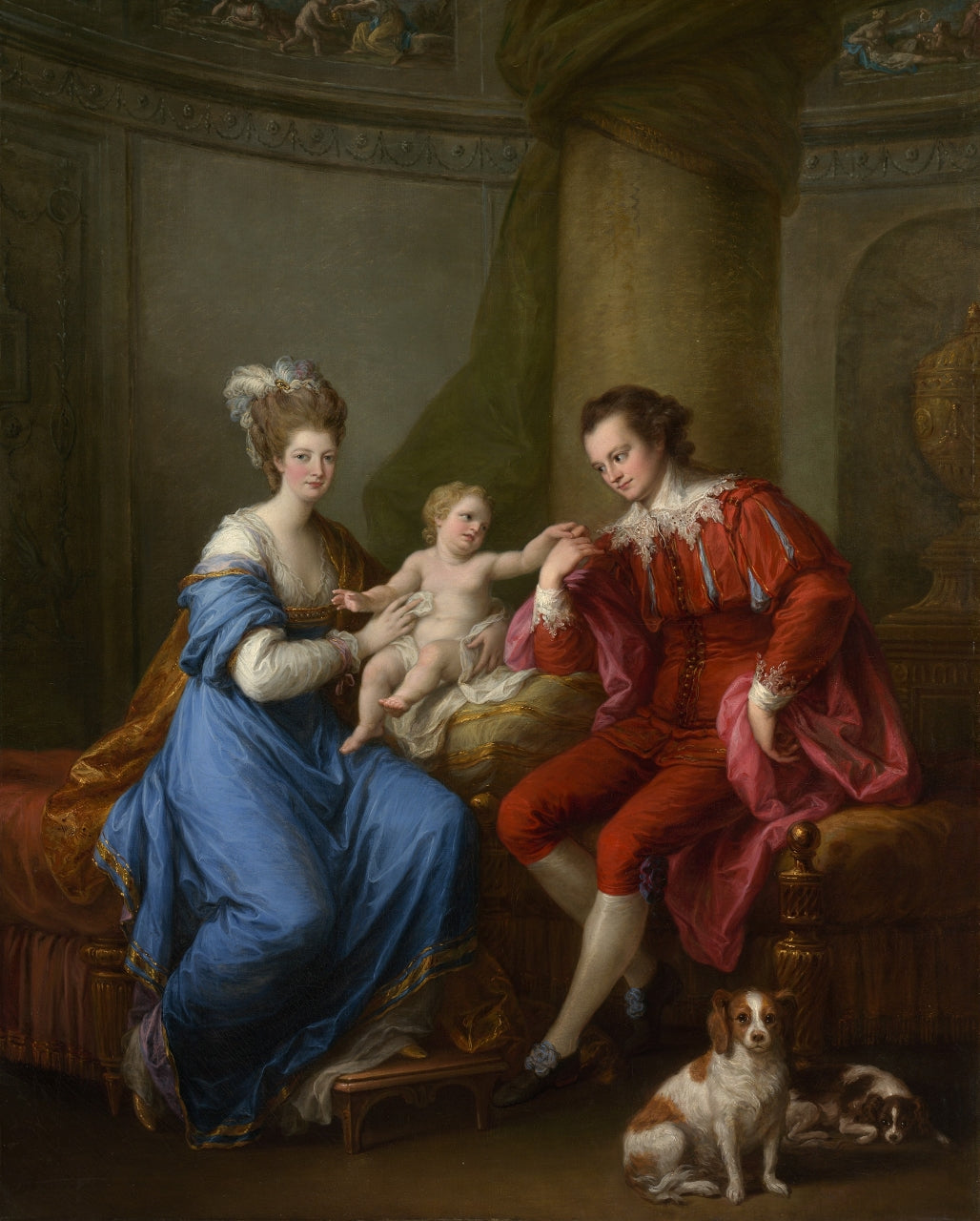 Edward Smith Stanley, 12th Earl of Derby , With His First Wife, Elizabeth Hamilton, And Their Son, vintage artwork by Angelica Kauffmann, 12x8" (A4) Poster
