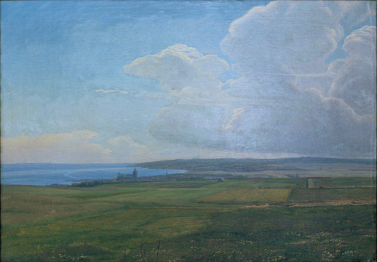 View of Aarhus from Vorregårds Mark, vintage artwork by Janus La Cour, 12x8" (A4) Poster