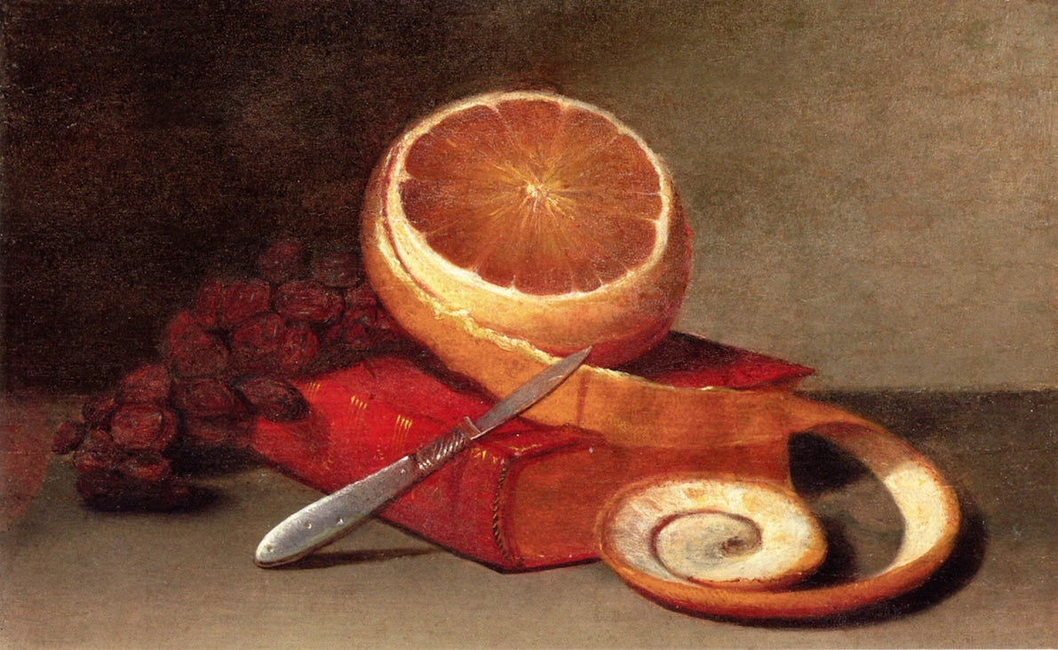 Orange and Book, vintage artwork by Raphaelle Peale, 12x8" (A4) Poster