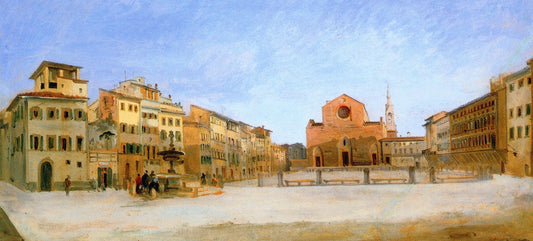 Piazza Santa Croce a Firenze, vintage artwork by Giovanni Signorini, A3 (16x12") Poster Print