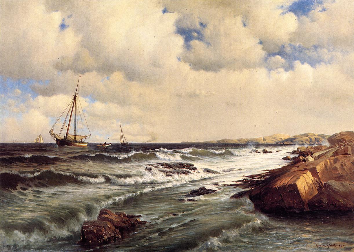 Autumn Afternoon on the New England Coast, vintage artwork by Francis A. Silva, 12x8" (A4) Poster