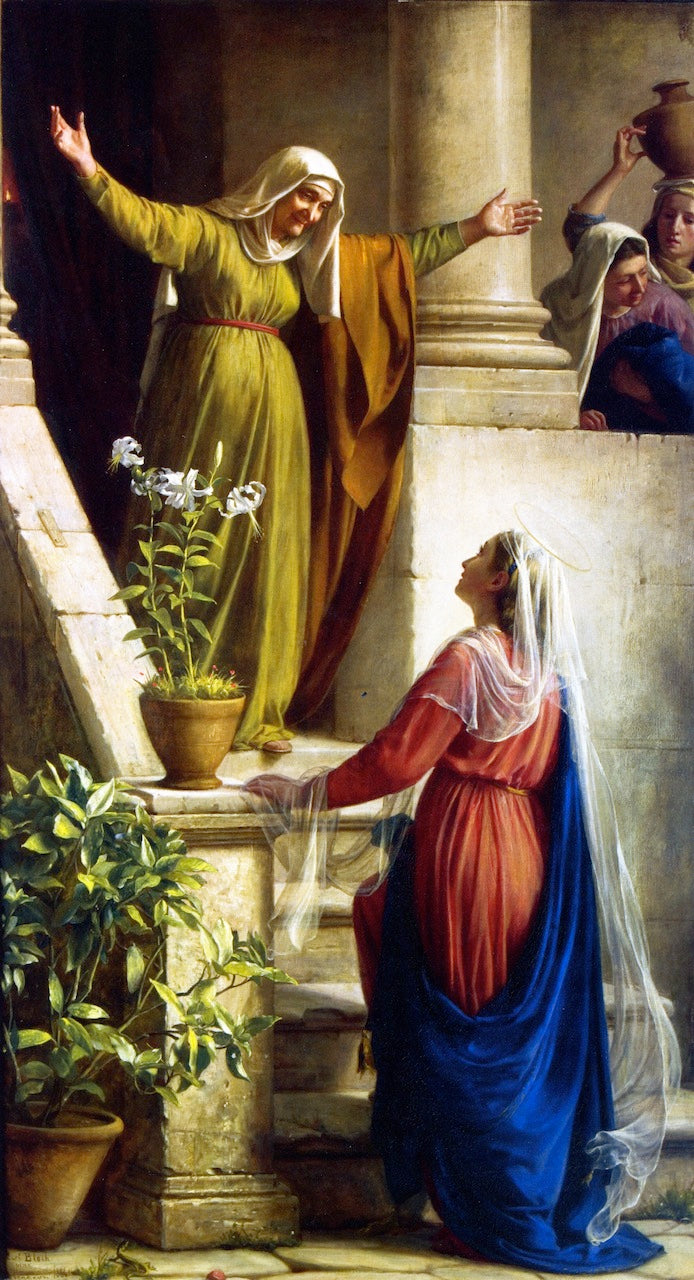 The Meeting of Mary and Elizabeth, vintage artwork by Carl Heinrich Bloch, 12x8