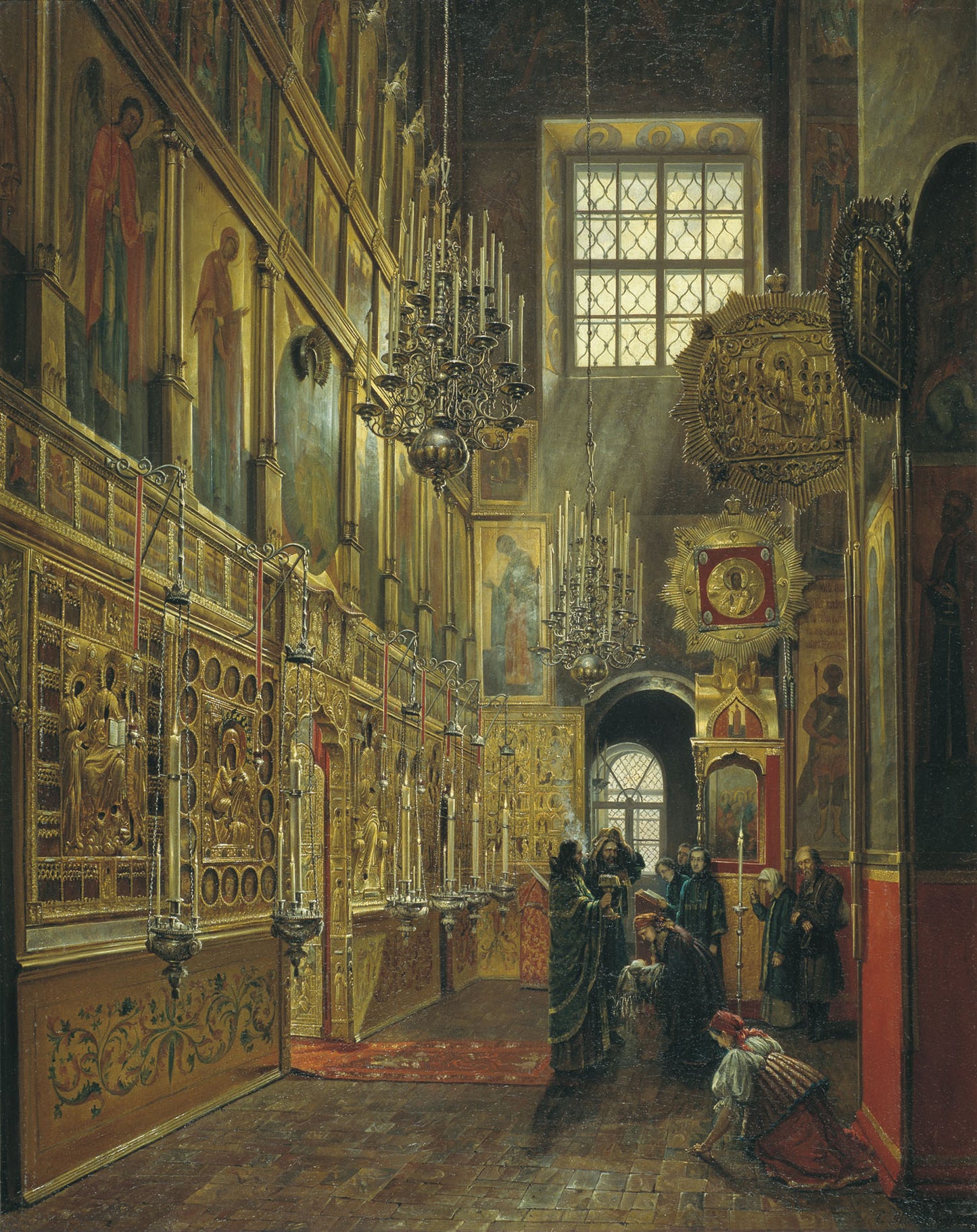 Mass at the Annunciation Cathedral, vintage artwork by Stepan Mikhailovich Shukhvostov, A3 (16x12") Poster Print