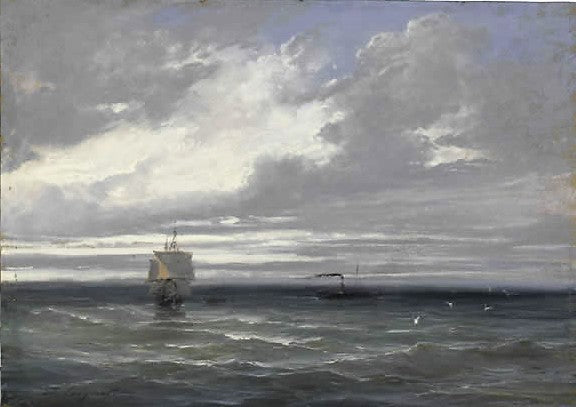 Temps gris sur la mer, vintage artwork by Jules Coignet, A3 (16x12") Poster Print