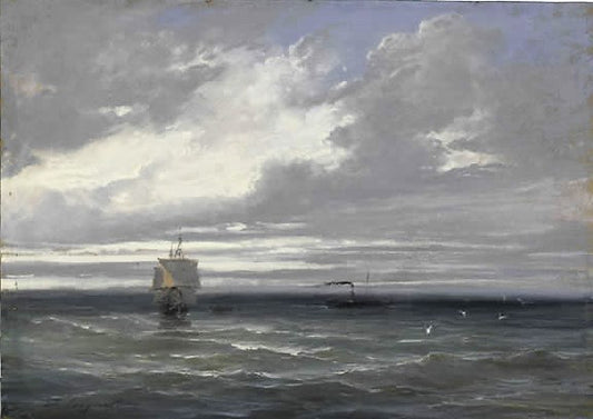 Temps gris sur la mer, vintage artwork by Jules Coignet, A3 (16x12") Poster Print