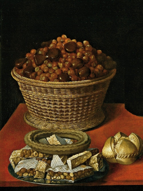 Still life with  Turrones, vintage artwork by Tomàs Yepes, 12x8" (A4) Poster