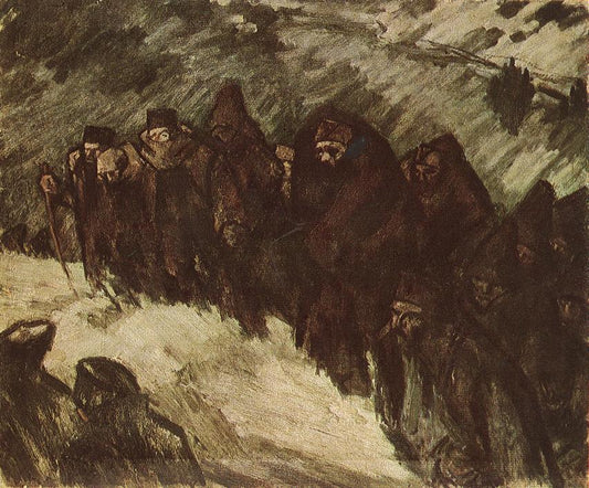 Soldiers in the Snow by Janos Vaszary,A3(16x12")Poster