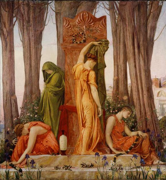 Electra at the Tomb of Agamemnon, vintage artwork by Sir William Blake Richmond, 12x8" (A4) Poster