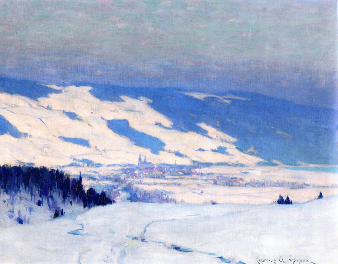 Baie-Saint-Paul, vintage artwork by Clarence Gagnon, 12x8" (A4) Poster