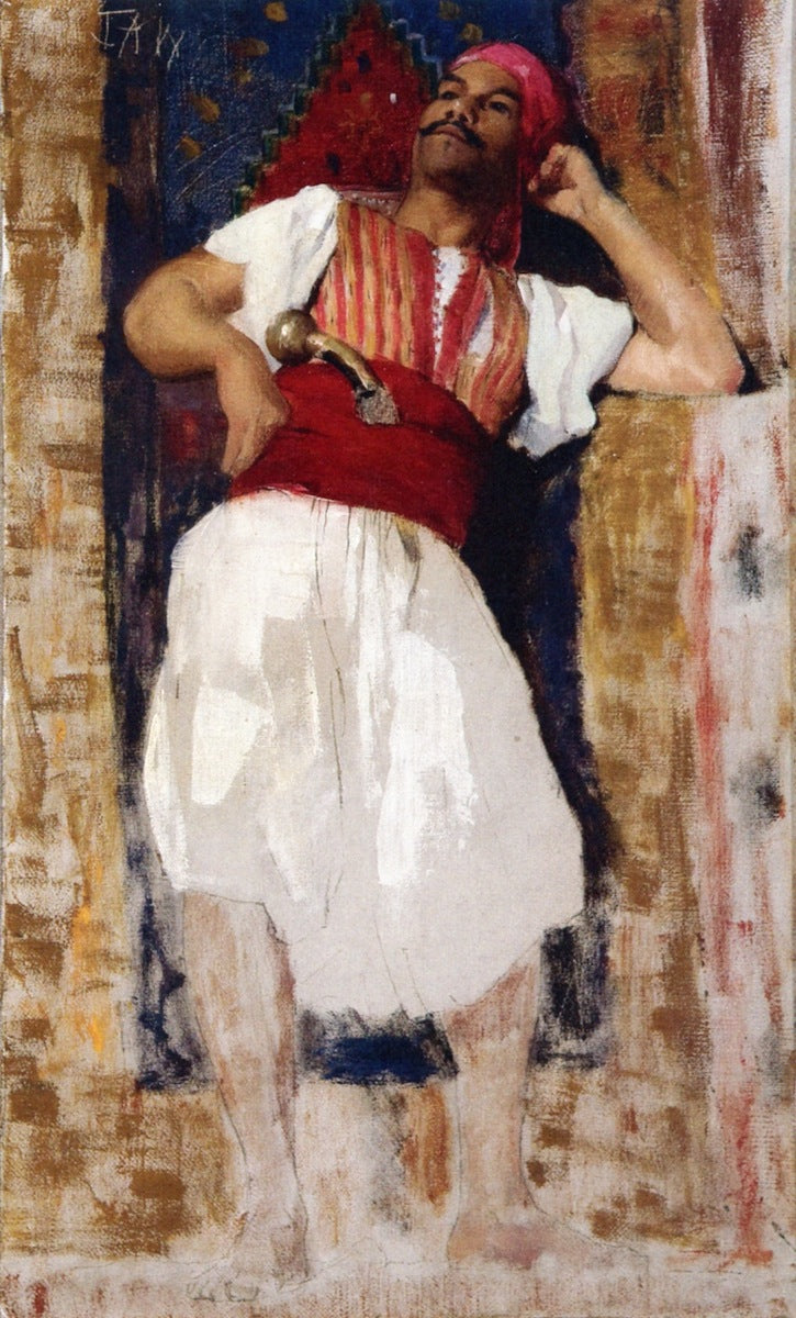 Moorish Figure, vintage artwork by Julian Alden Weir, 12x8" (A4) Poster