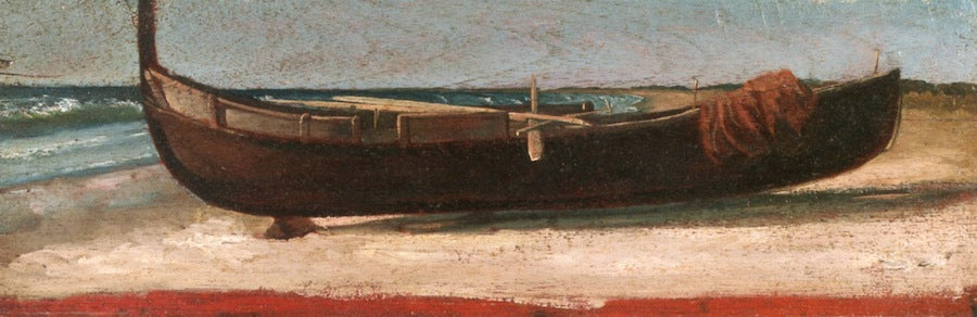 Boat on the Beach, vintage artwork by Giovanni Costa, 12x8" (A4) Poster