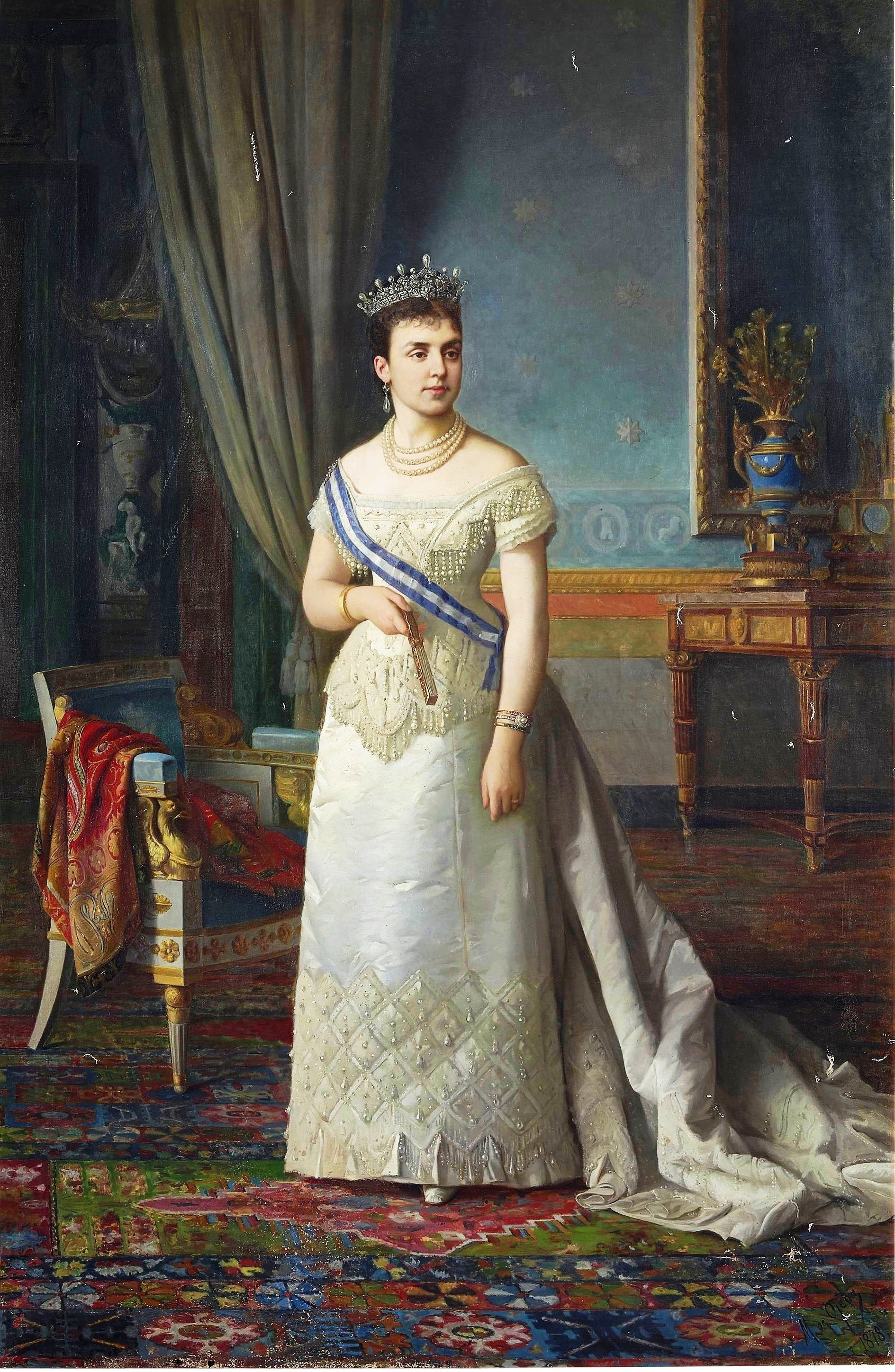 María de las Mercedes de Orleans, vintage artwork by Manuel Ojeda y Siles, 12x8" (A4) Poster