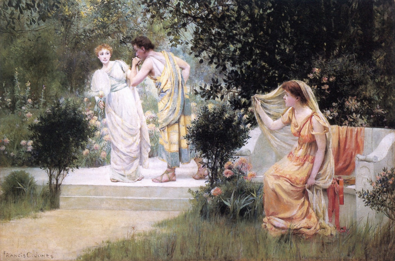 The Forbidden Kiss, vintage artwork by Francis Coates Jones, 12x8" (A4) Poster
