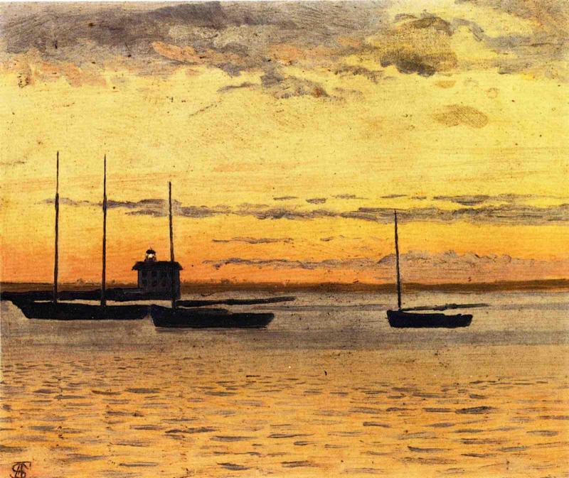 Seascape at Sunset, vintage artwork by Francis A. Silva, 12x8" (A4) Poster