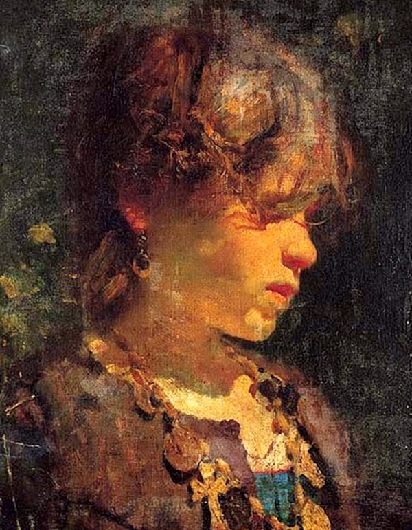 Girl in the Sun, vintage artwork by Francesco Paolo Michetti, 12x8" (A4) Poster