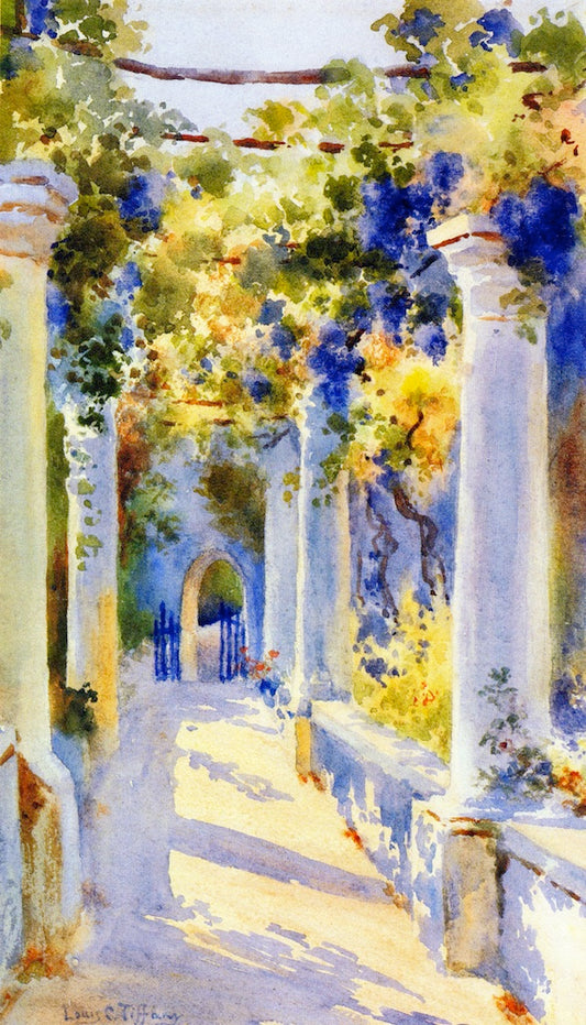 Loggia at Laurelton Hall, vintage artwork by Louis Comfort Tiffany, 12x8" (A4) Poster