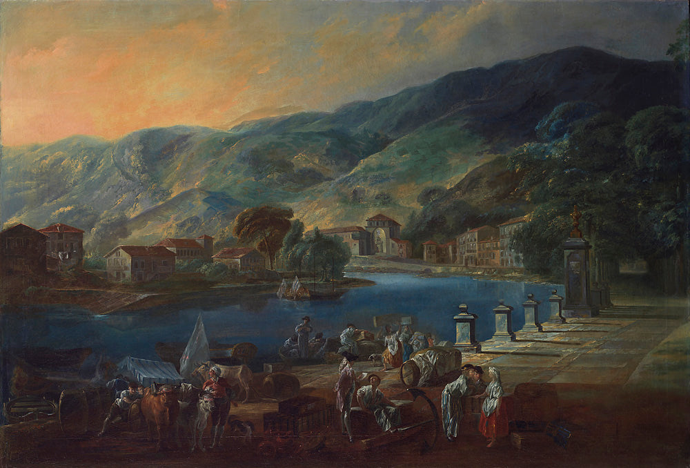 View of El Arenal in Bilbao, vintage artwork by Luis Paret y Alcazar, 12x8" (A4) Poster
