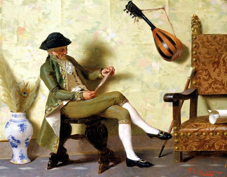 Homme en Costume du 18ème siècle, vintage artwork by Pompeo Massani, 12x8" (A4) Poster