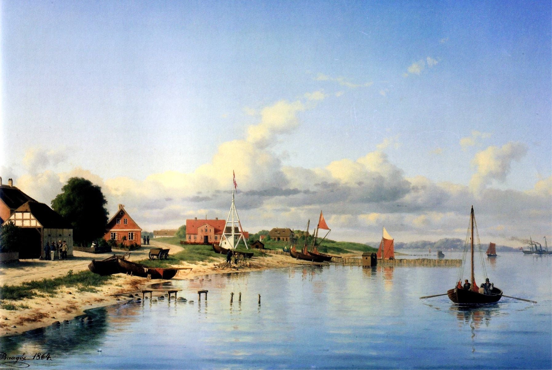 Scene from Vedbæk, Denmark, vintage artwork by Carl Baagöe, 12x8" (A4) Poster