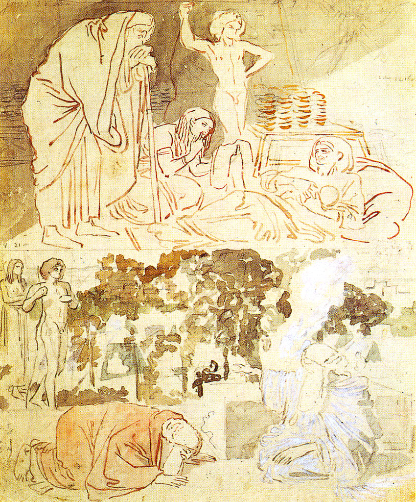 Sarah Breastfeeding Isaac (sketch), vintage artwork by Alexander Ivanov, A3 (16x12") Poster Print