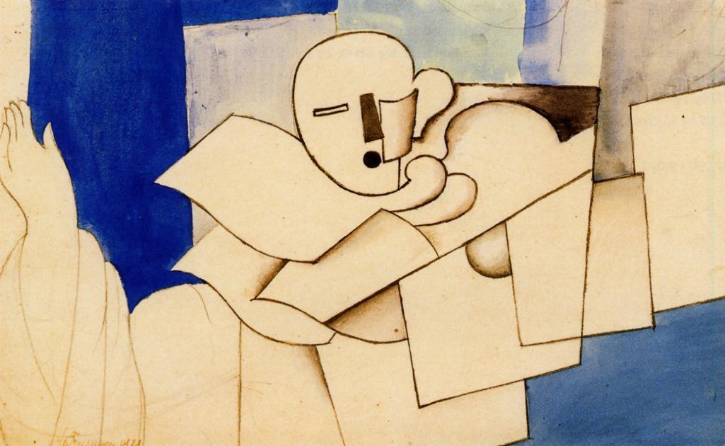 Study for 'Le Pierrot' by Roger de la Fresnaye,16x12(A3) Poster