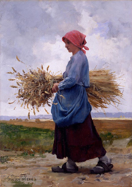 Returning From the Fields, vintage artwork by Julien Dupre, 12x8" (A4) Poster
