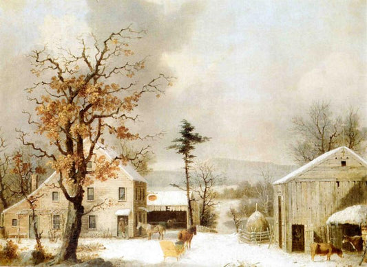Jones Inn, Winter, vintage artwork by George Henry Durrie, A3 (16x12") Poster Print