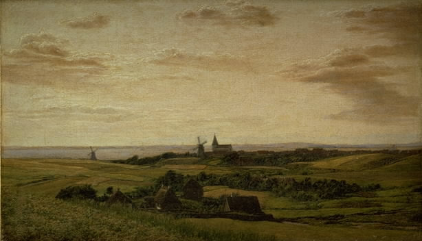 A View towards Assens in Funen. In the Distance the Coast of Schleswig, vintage artwork by Dankvart Dreyer, A3 (16x12") Poster Print